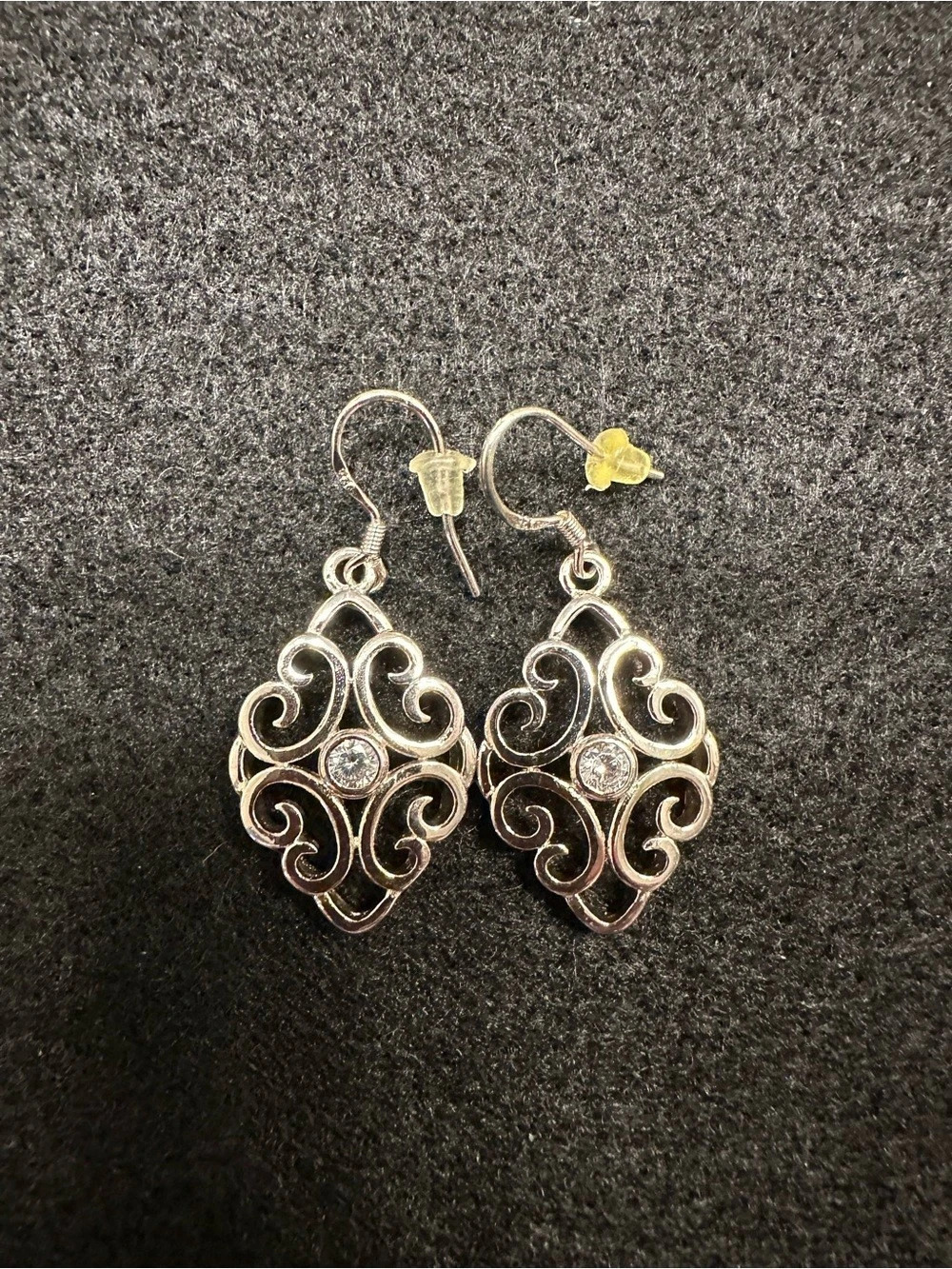 Filigree Dangle Earrings in Silver & Gold